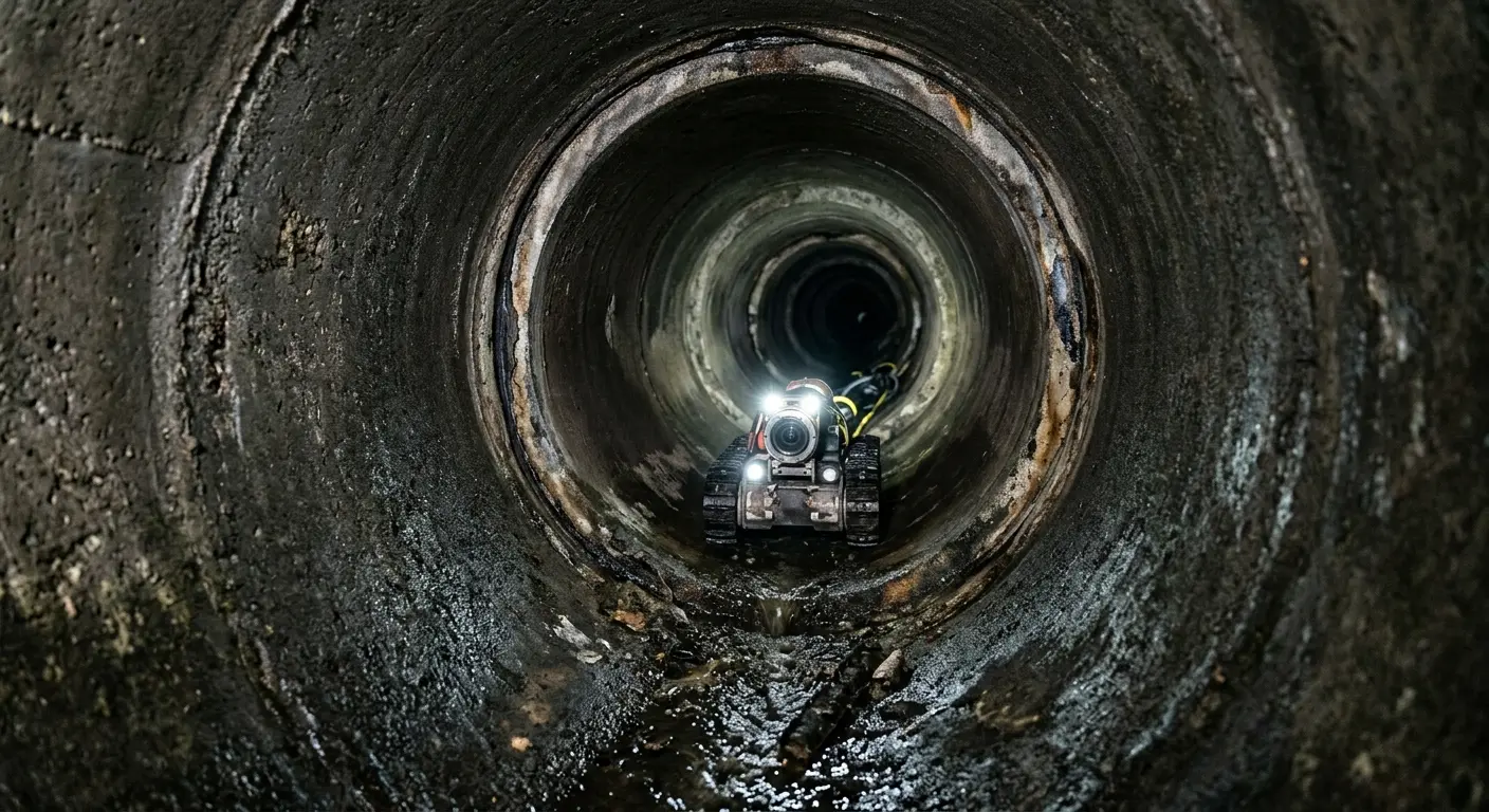 Robotic sewer camera inspecting pipe interior for Sewer Line Repair in Columbiana